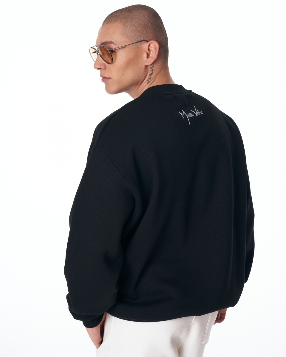 Oversized Basic Heren Sweatshirt "Martin Valen" Zwart - Zwart