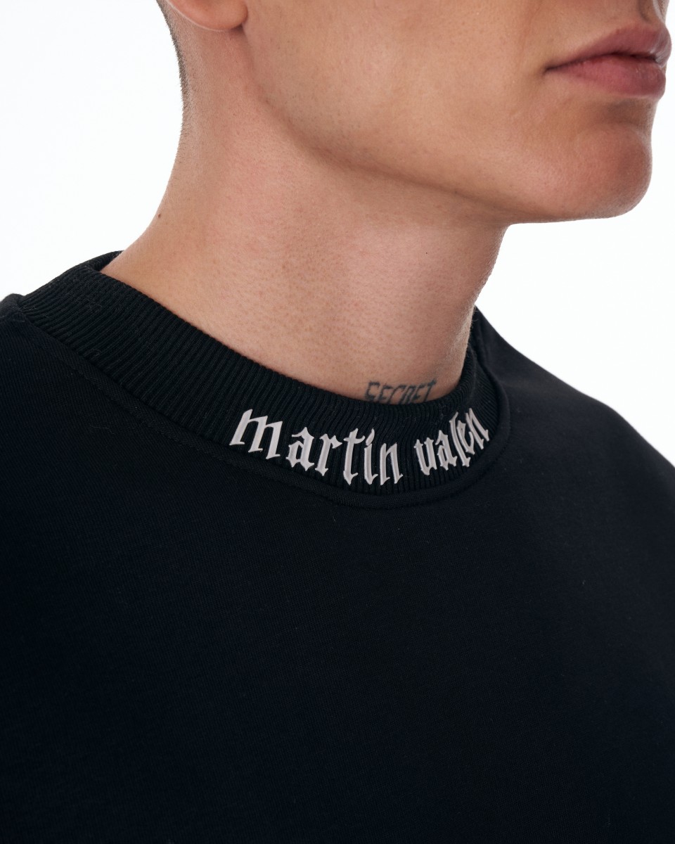 Men's Oversized Sweatshirt O-Neck Black | Martin Valen
