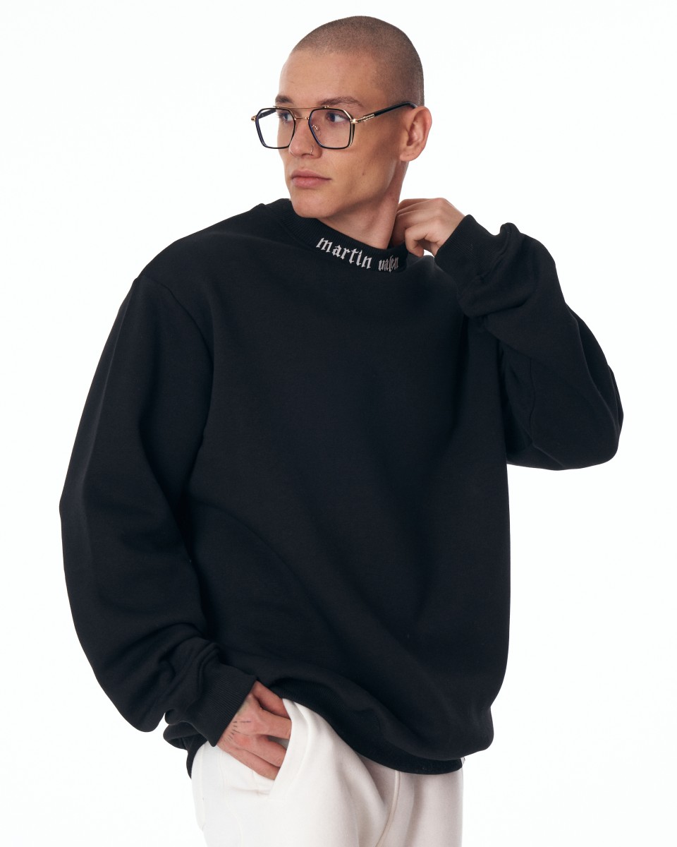 Men's Oversize Sweatshirt O-Neck Black | Martin Valen