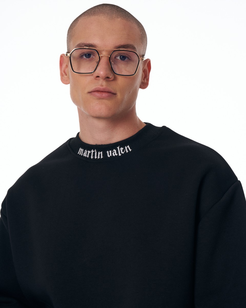 Men's Oversize Sweatshirt O-Neck Black | Martin Valen
