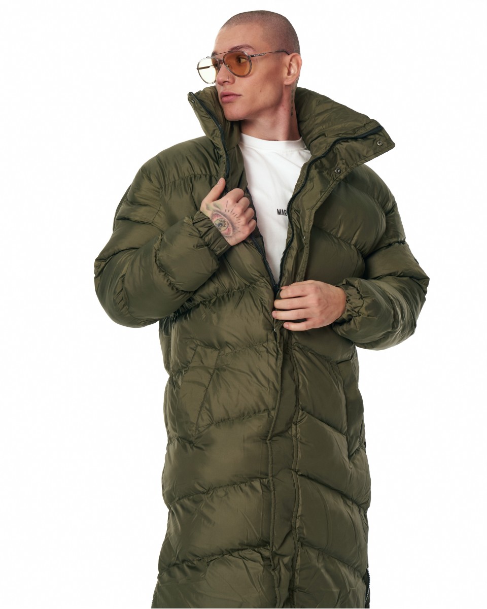 Oversized Lange Khaki Gewatteerde jas voor Heren | Martin Valen