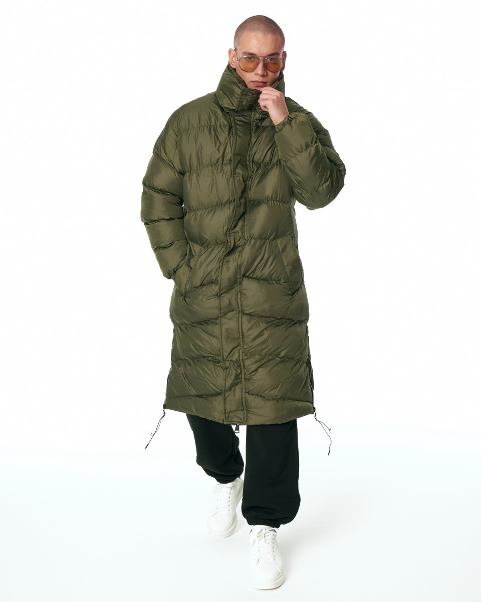 Удлиненная утепленная куртка кемпинга для мужчин цвета хаки - Хаки