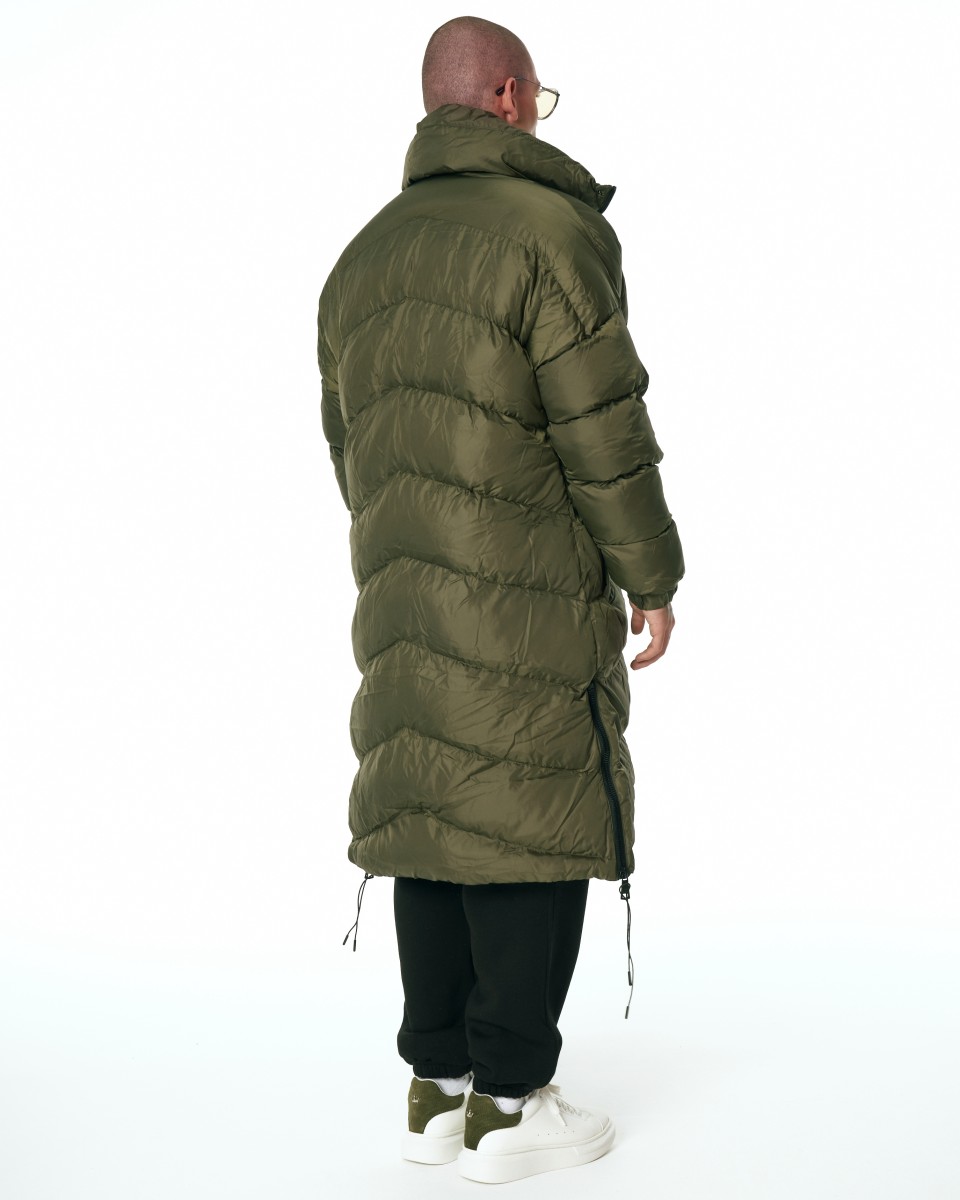 Oversized Lange Khaki Gewatteerde jas voor Heren | Martin Valen