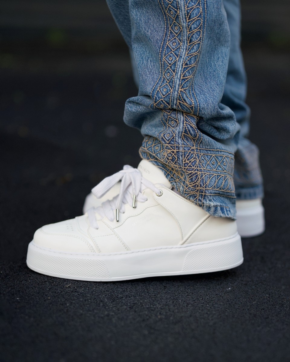 Men's Bicolor High Trainers in White