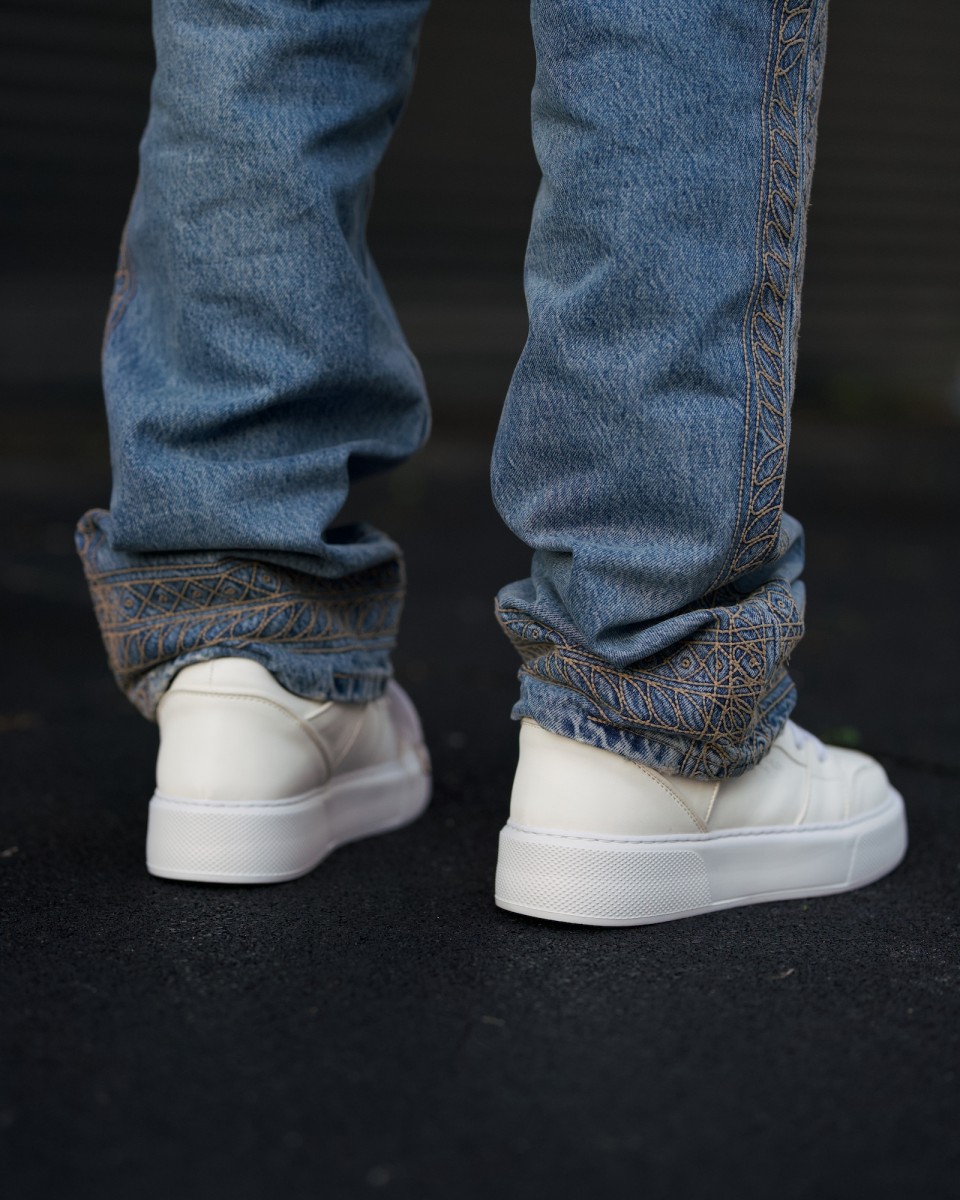 Heren Bicolor Hoge Sneakers in Wit | Martin Valen