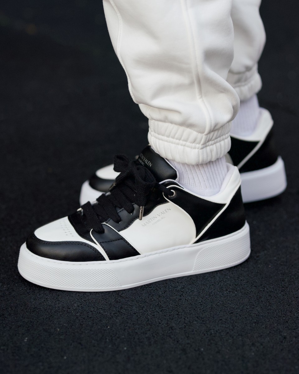 Sneakers Alte Bicolore da Uomo in Nero-Bianco - Nero