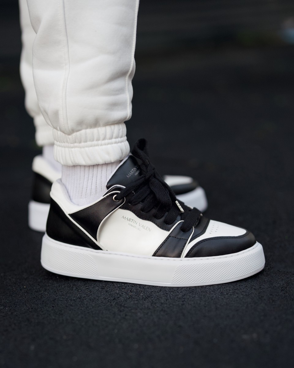 Heren Bicolor Hoge Sneakers in Zwart-Wit | Martin Valen
