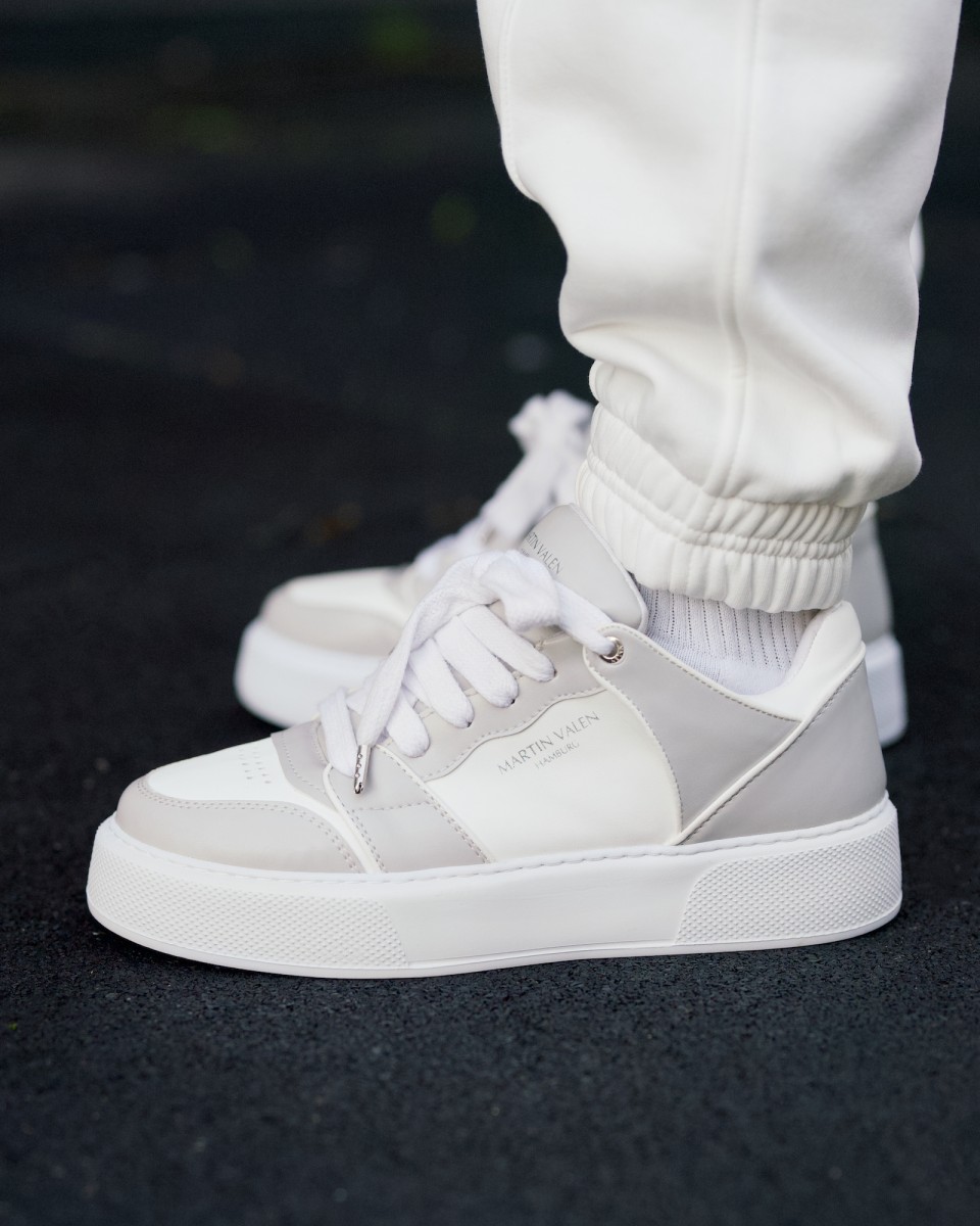 Sneakers Alte Bicolore da Uomo in Grigio-Bianco - Gray