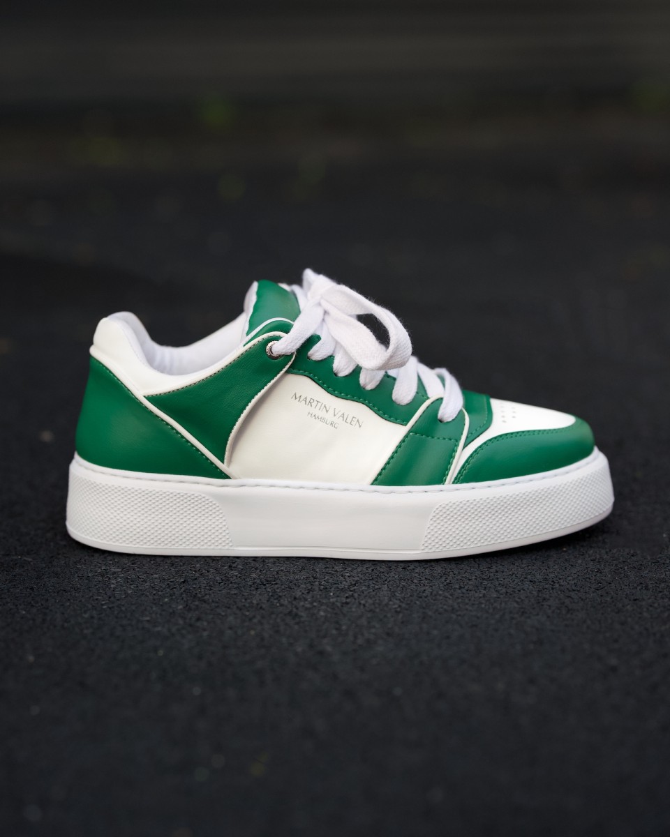 Heren Bicolor Hoge Sneakers in Groen-Wit | Martin Valen