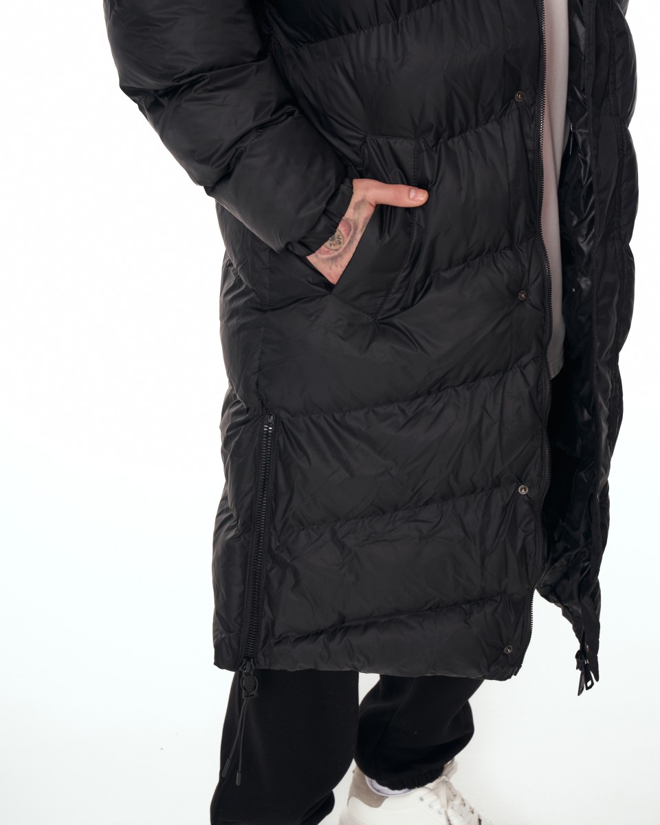 Manteau Doudoune Oversize Long Noir avec Col Haut | Martin Valen