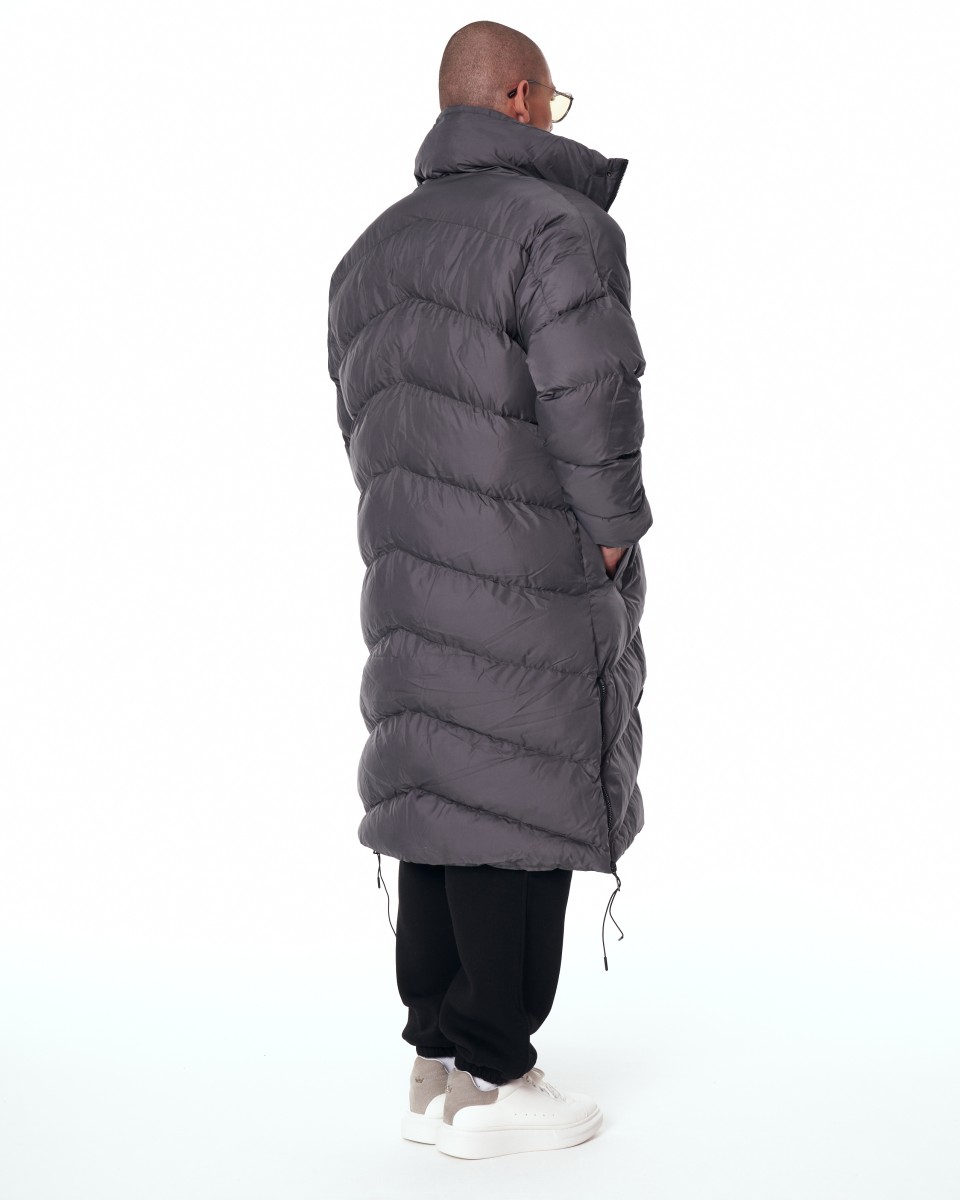 Oversized Long Gray Puffer Coat with High Collar | Martin Valen