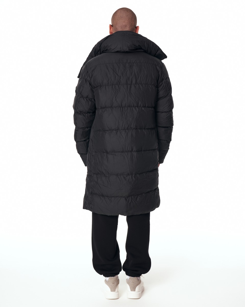 Oversized Lange Zwarte Gewatteerde jas voor Heren | Martin Valen