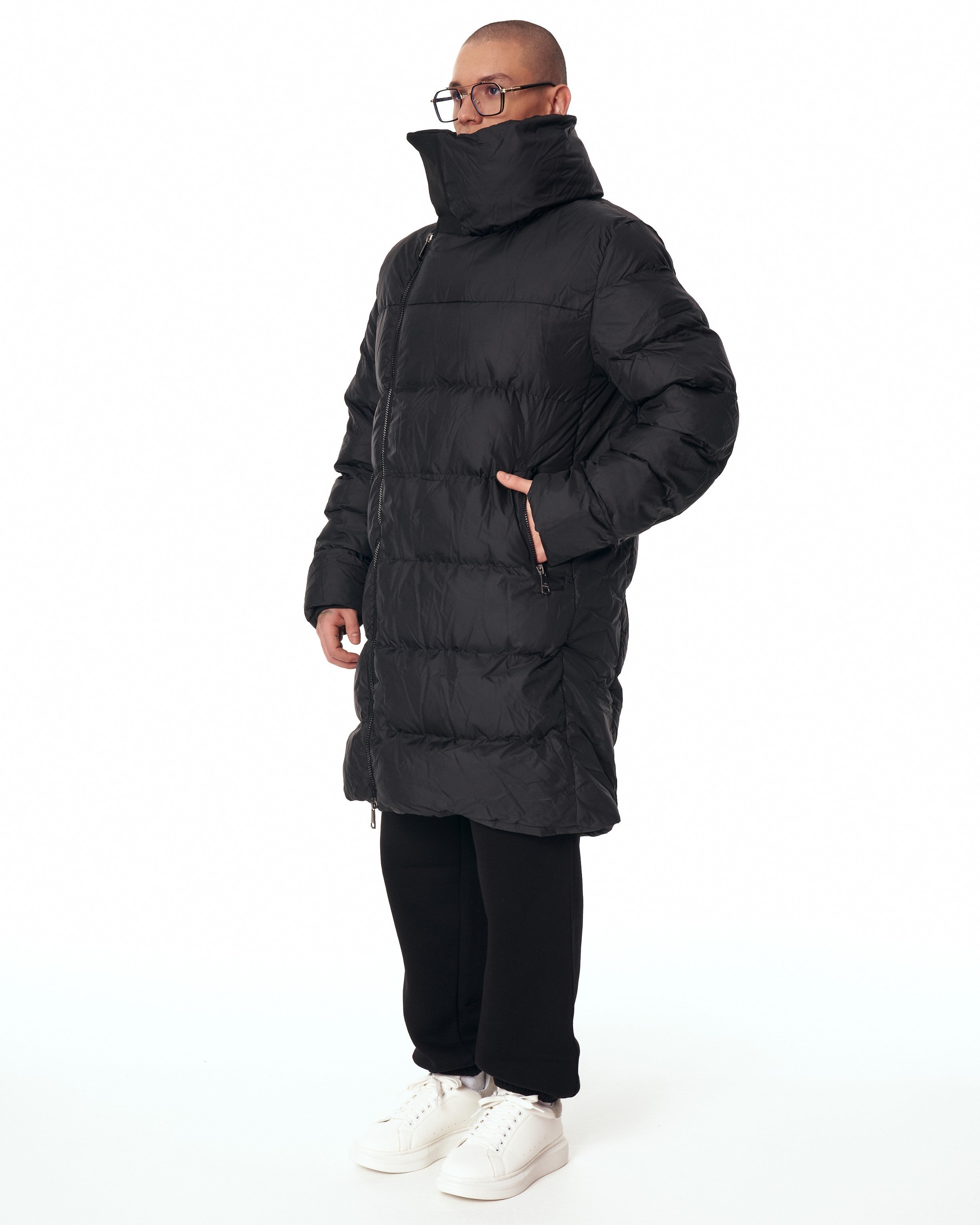 Men s Oversized Long Black Puffer Jacket Martin Valen Men s Oversized Long Black Puffer Jacket Martin Valen