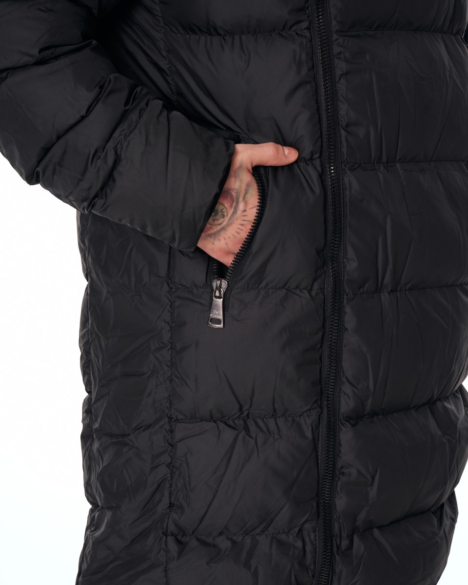 Oversized Lange Zwarte Gewatteerde jas voor Heren | Martin Valen