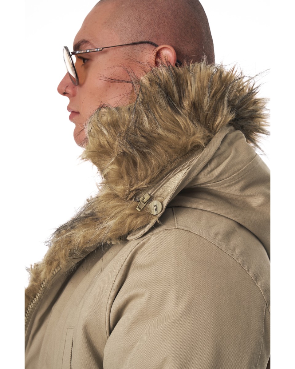Men's Oversized Beige Fur Coat | Martin Valen