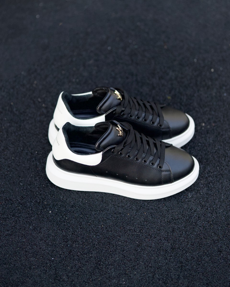 Uomo Coronate Suola Alta Sneakers Scarpe Bianco-Nero | Martin Valen