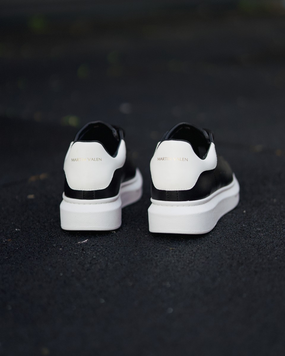Men’s Crowned Chunky Sneakers Shoes in Black and White | Martin Valen