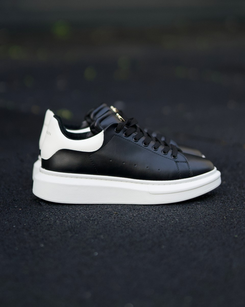 Uomo Coronate Suola Alta Sneakers Scarpe Bianco-Nero | Martin Valen