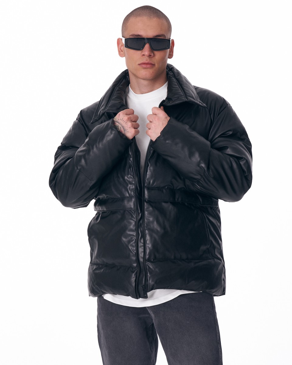 Street Style Oversized Puffy Leather Jacket