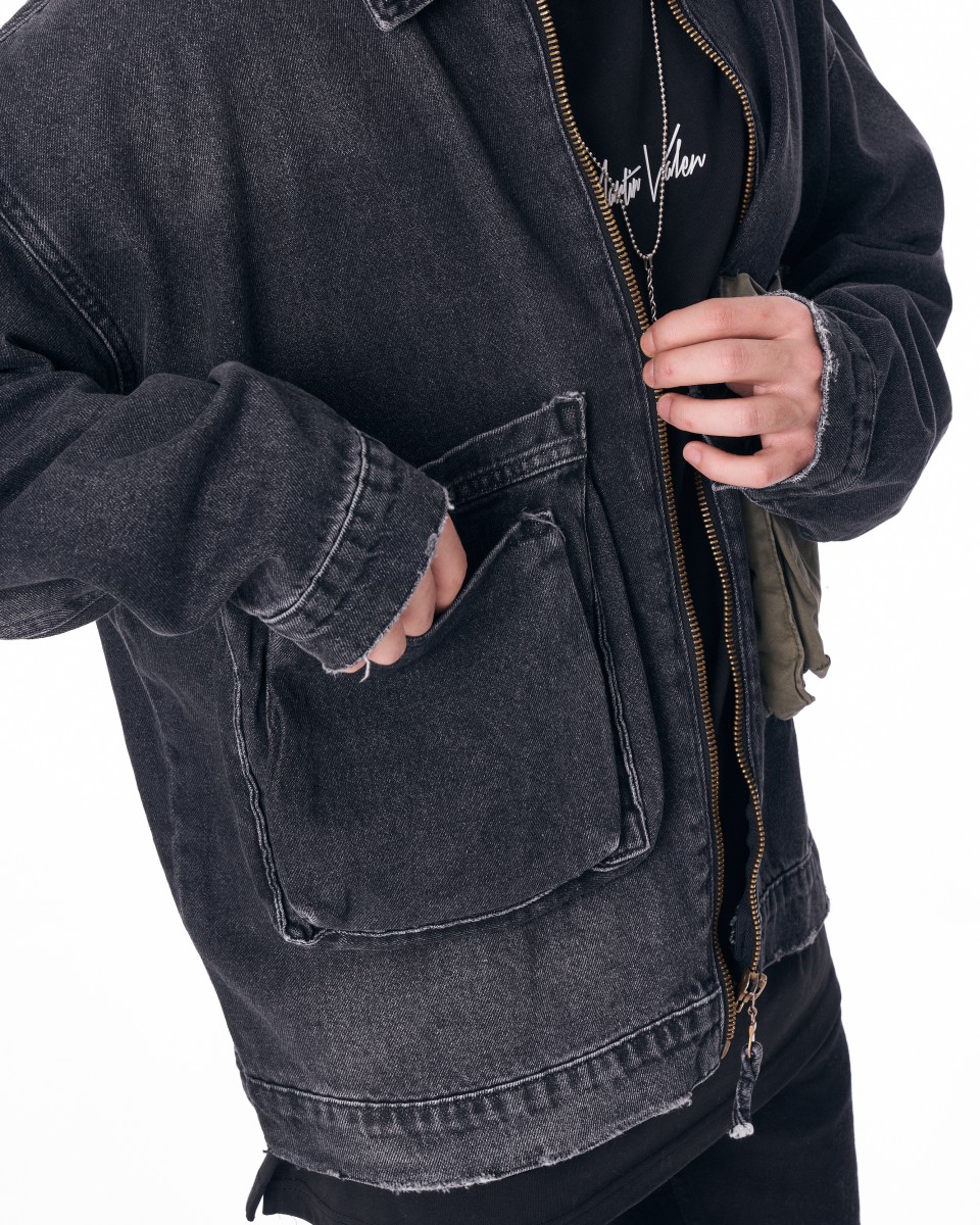 Big Pockets Zip Denim Jacket | Martin Valen