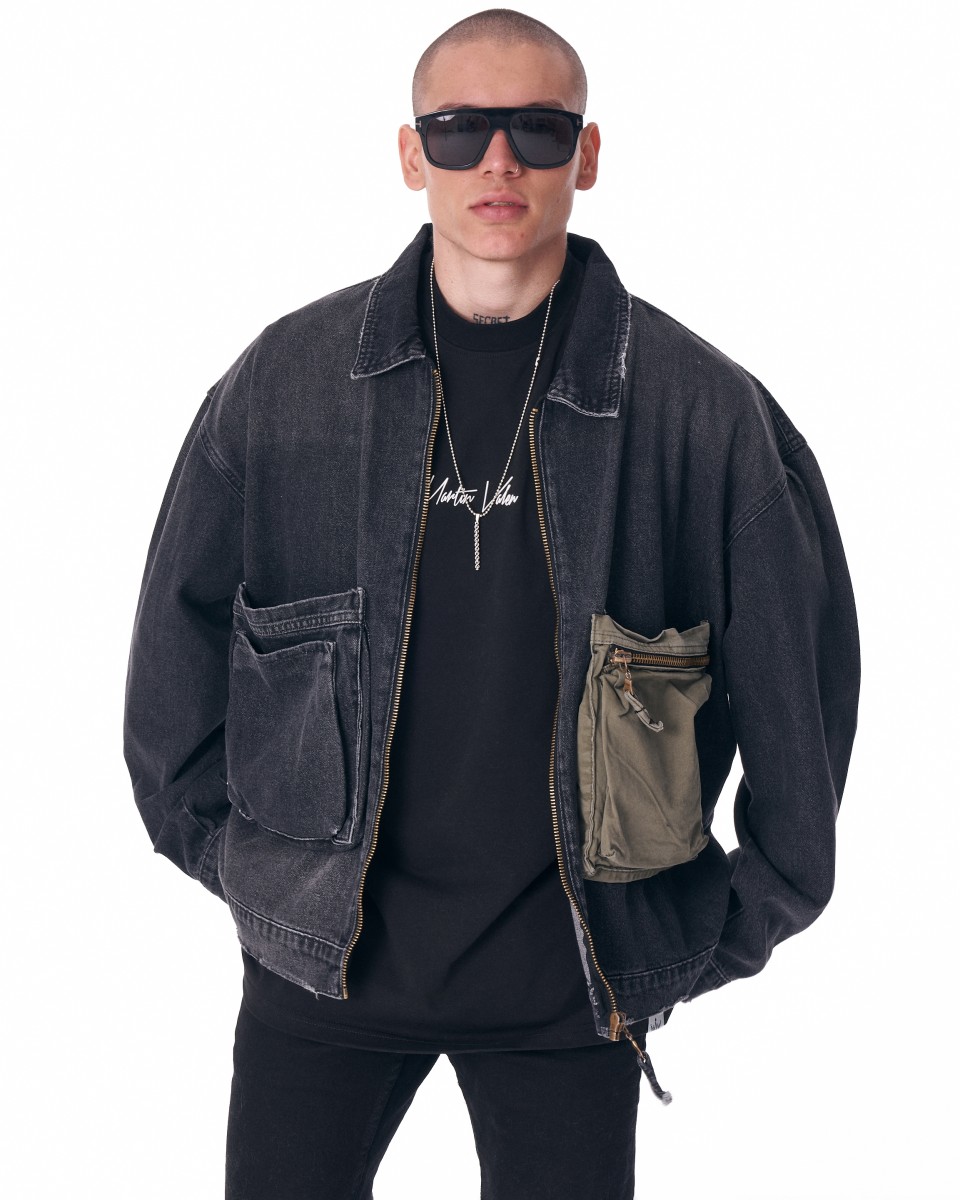 Джинсовая куртка с большими карманами на молнии | Martin Valen