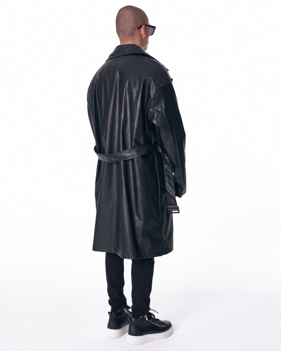 Men's Long Leather Trench Coat With Belt | Martin Valen