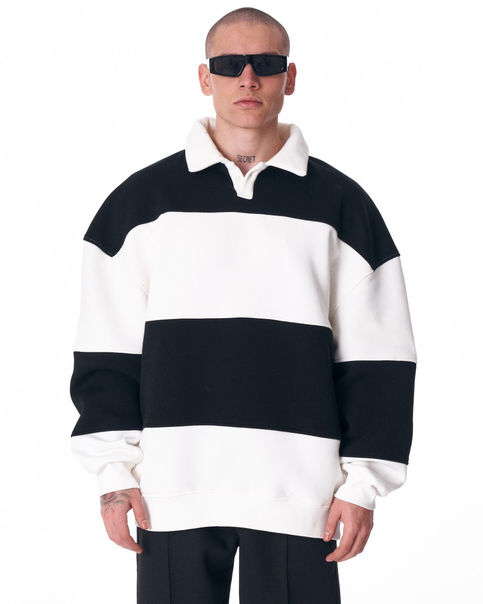Streetstyle Oversized Sweatshirt met Strepen - Zwart