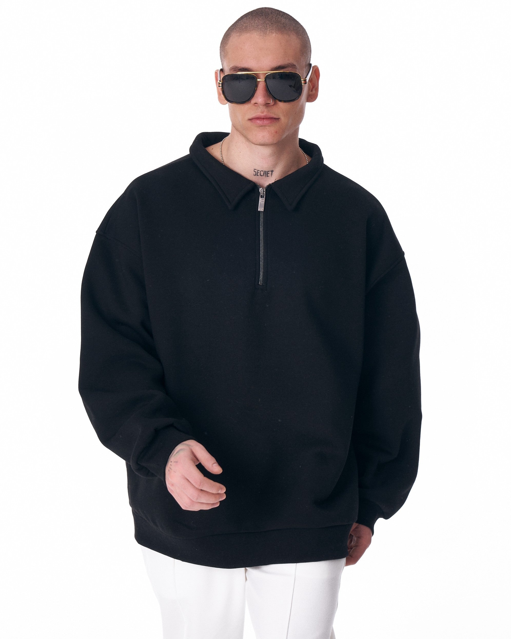 Valicia Martin Valen Oversized Basic Sweatshirt met Halve Rits