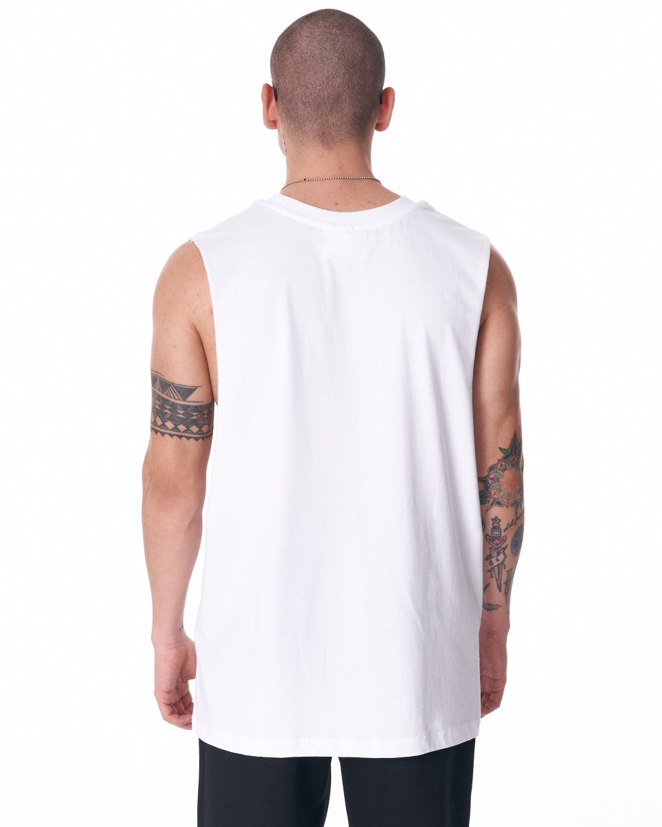 Camiseta sem Mangas Branca Estilo Street | Martin Valen