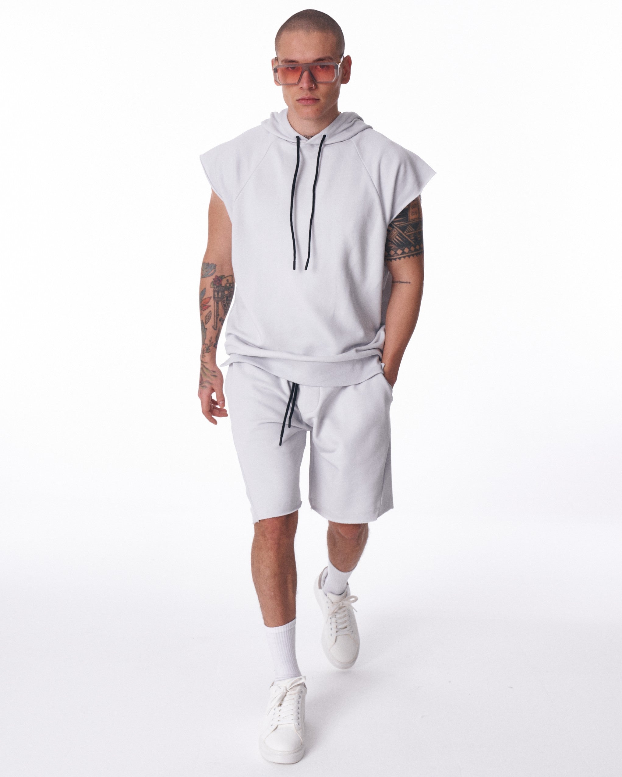 Covisoty Heren Korte Mouw Hoodie - Kleurblok Katoen Capuchon T-shirt Met Grote Zak - Zomer Casual Trui