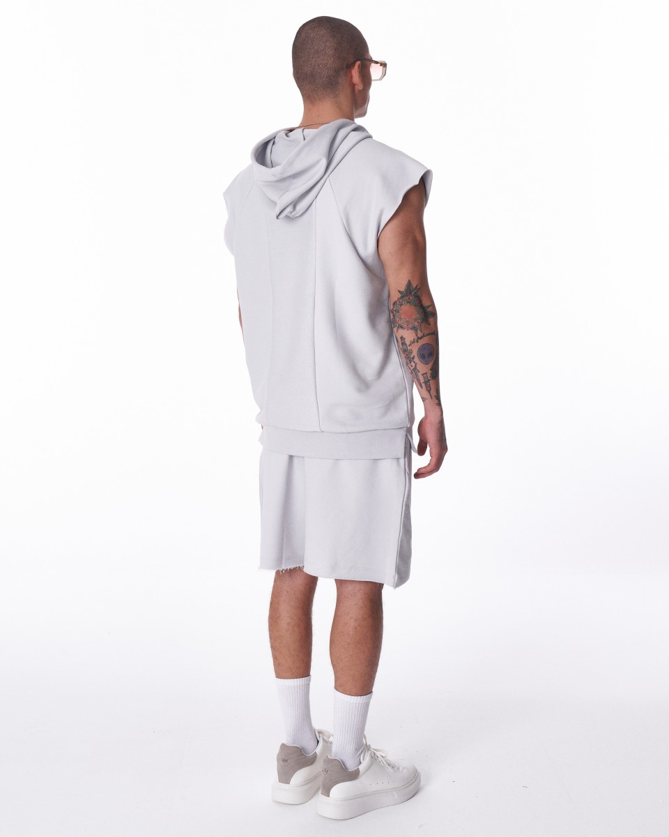 Mouwloze hoodie en Short Set voor Heren in Het Wit | Martin Valen