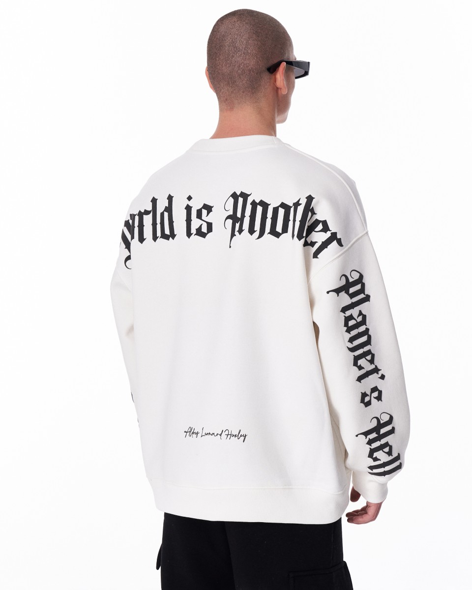 Sweat Oversize pour Homme Another World's Hell Blanc | Martin Valen
