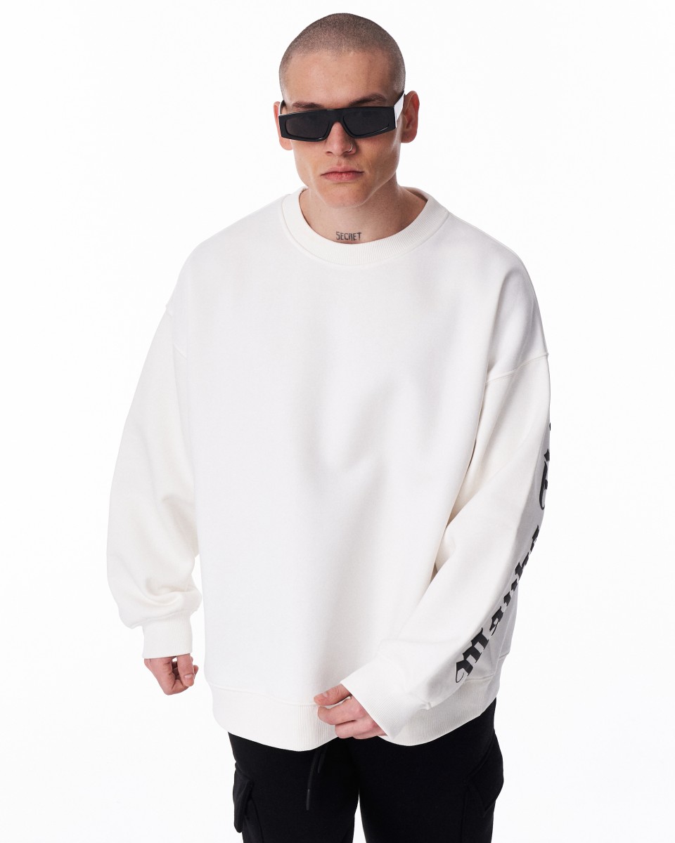 Sweat Oversize pour Homme Another World's Hell Blanc | Martin Valen