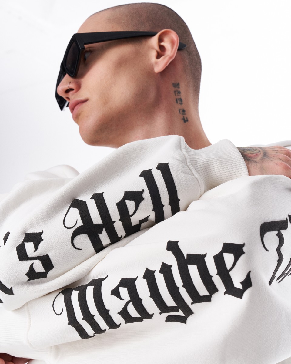 Men's Oversized Sweatshirt Another World's Hell White | Martin Valen