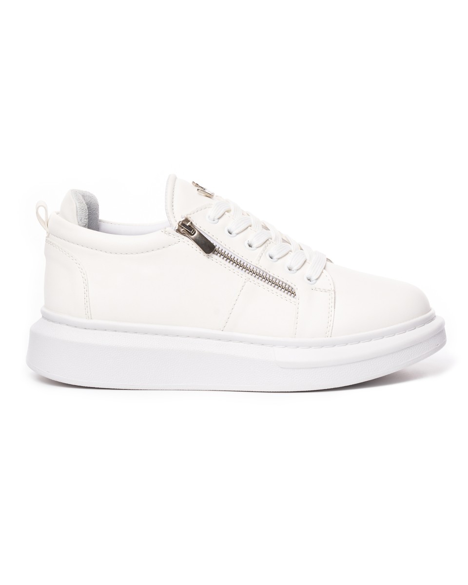 Plateforme Sneakers Chaussures Designer Fermeture Éclair Blanches