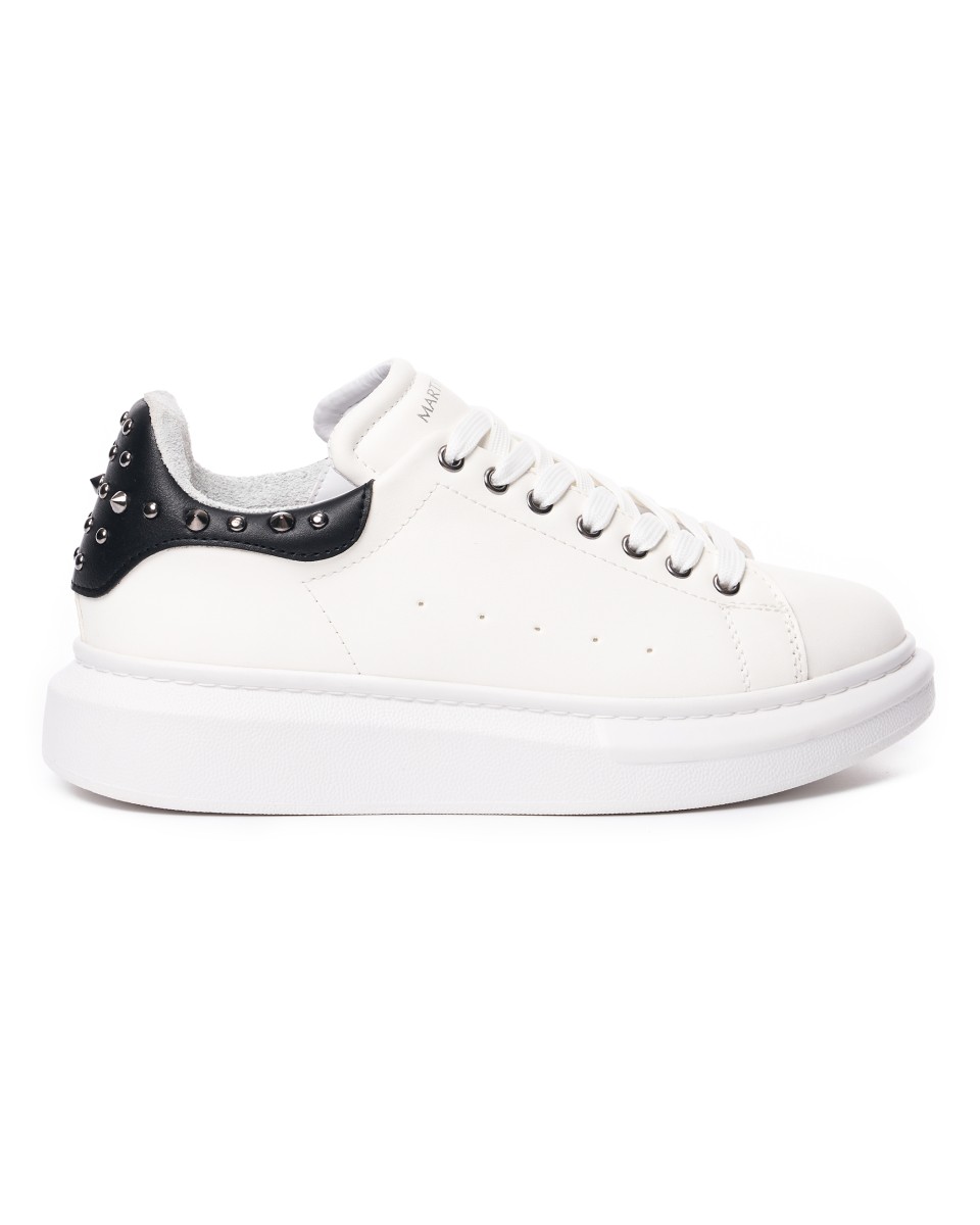 Men’s High Sole Spikes Shoes Sneakers White - White