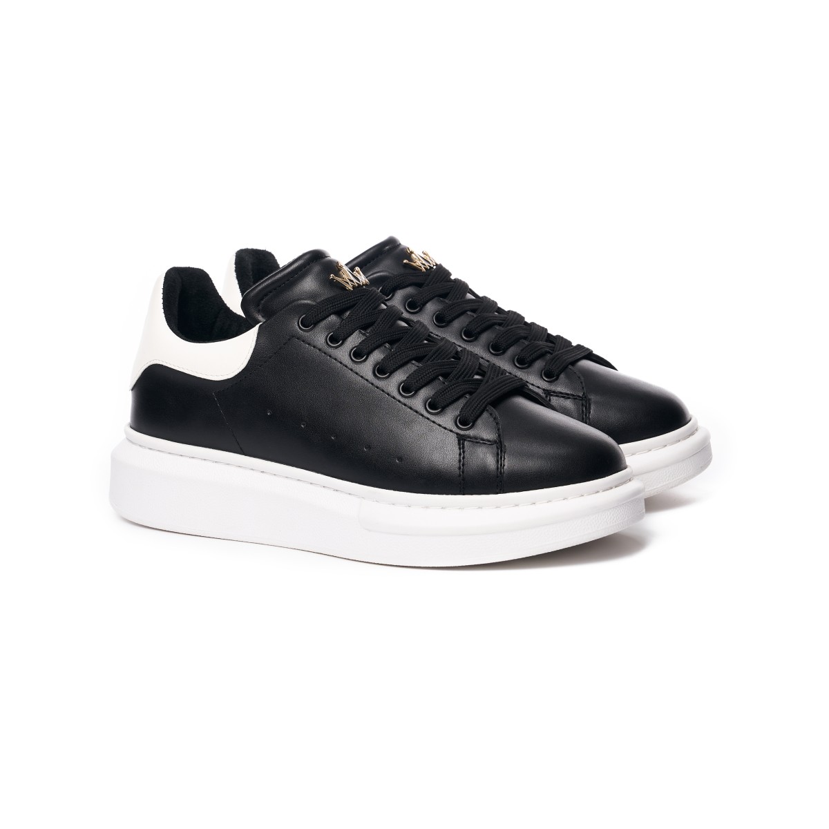 Men’s Crowned Chunky Sneakers Shoes in Black and White | Martin Valen