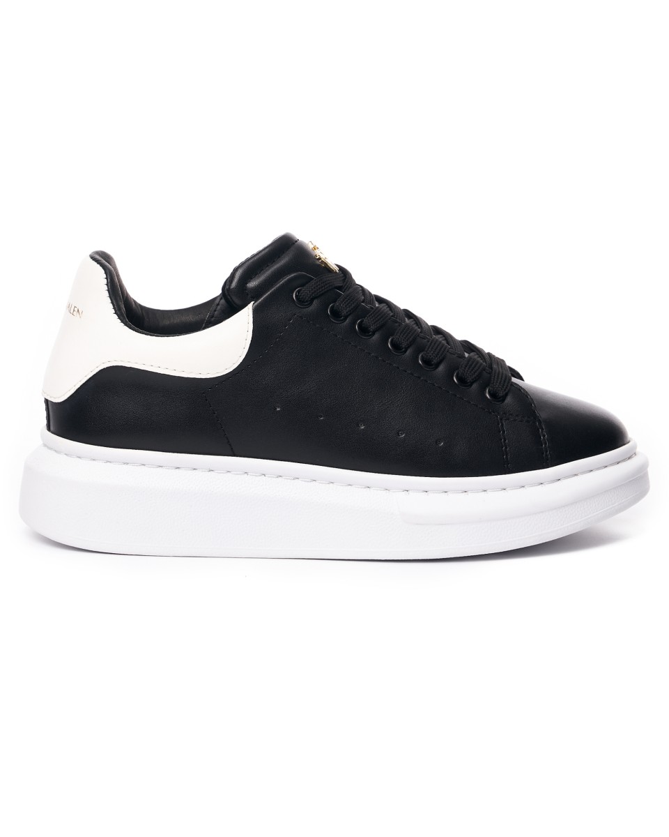 Women’s Chunky Sneakers with Crown in Black and White - Black