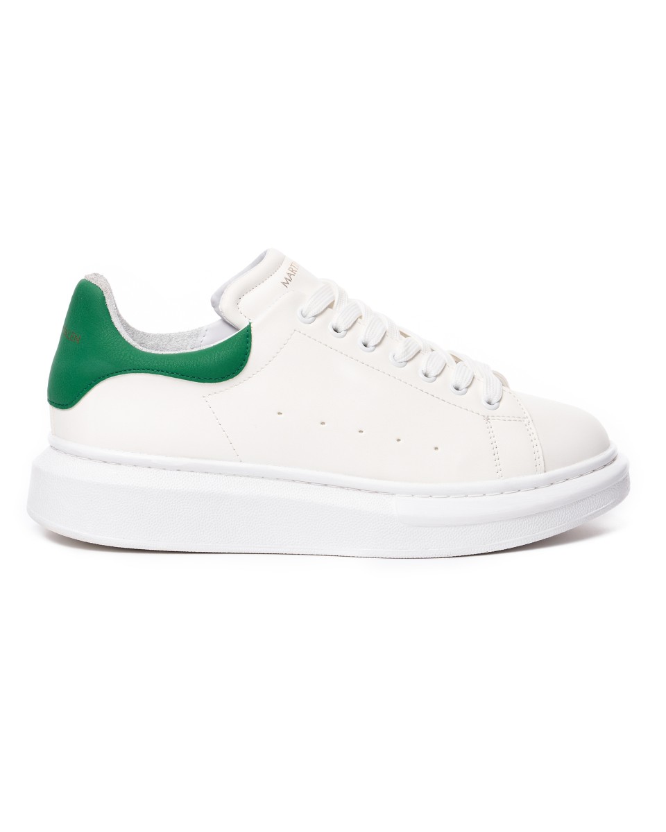 Uomo Suola Alta Sneakers Scarpe Bianco-Verde