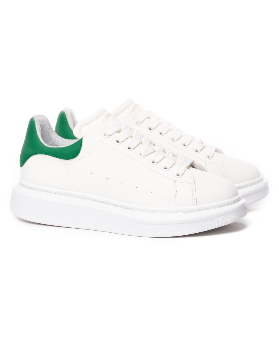 Martin Valen Men's Chunky Sneakers in White and Green | Martin Valen