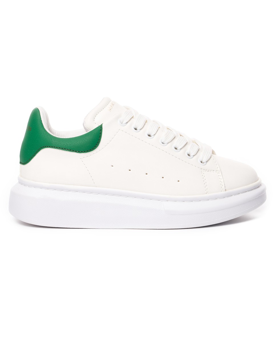 Martin Valen Women’s Chunky Sneakers in White and Green - Green