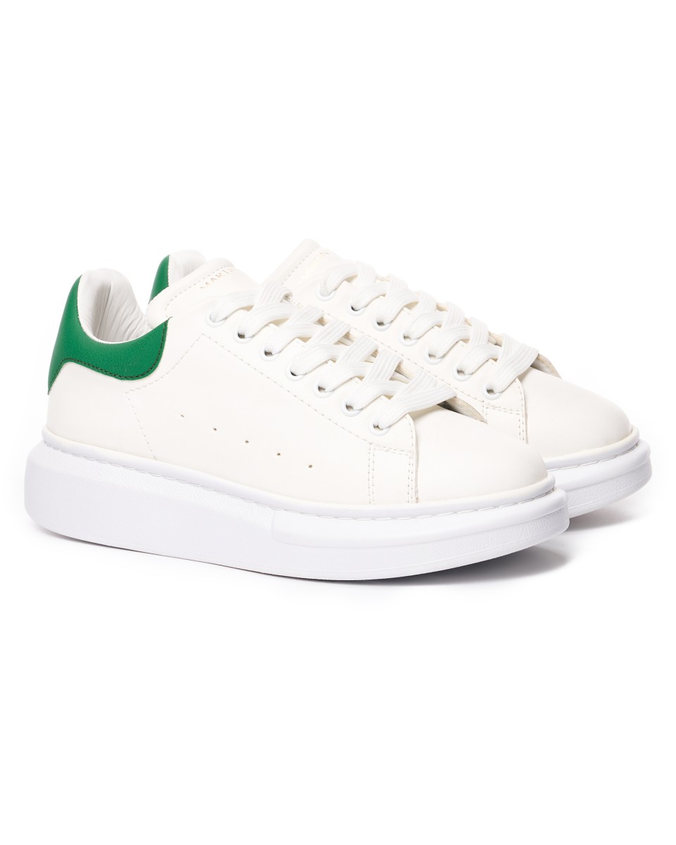 Martin Valen Sneakers da Donna con Suola Alta in Bianco e Verde | Martin Valen