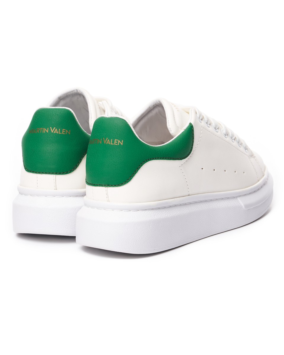 Martin Valen Dames Hoge Zool Sneakers in Wit en Groen | Martin Valen