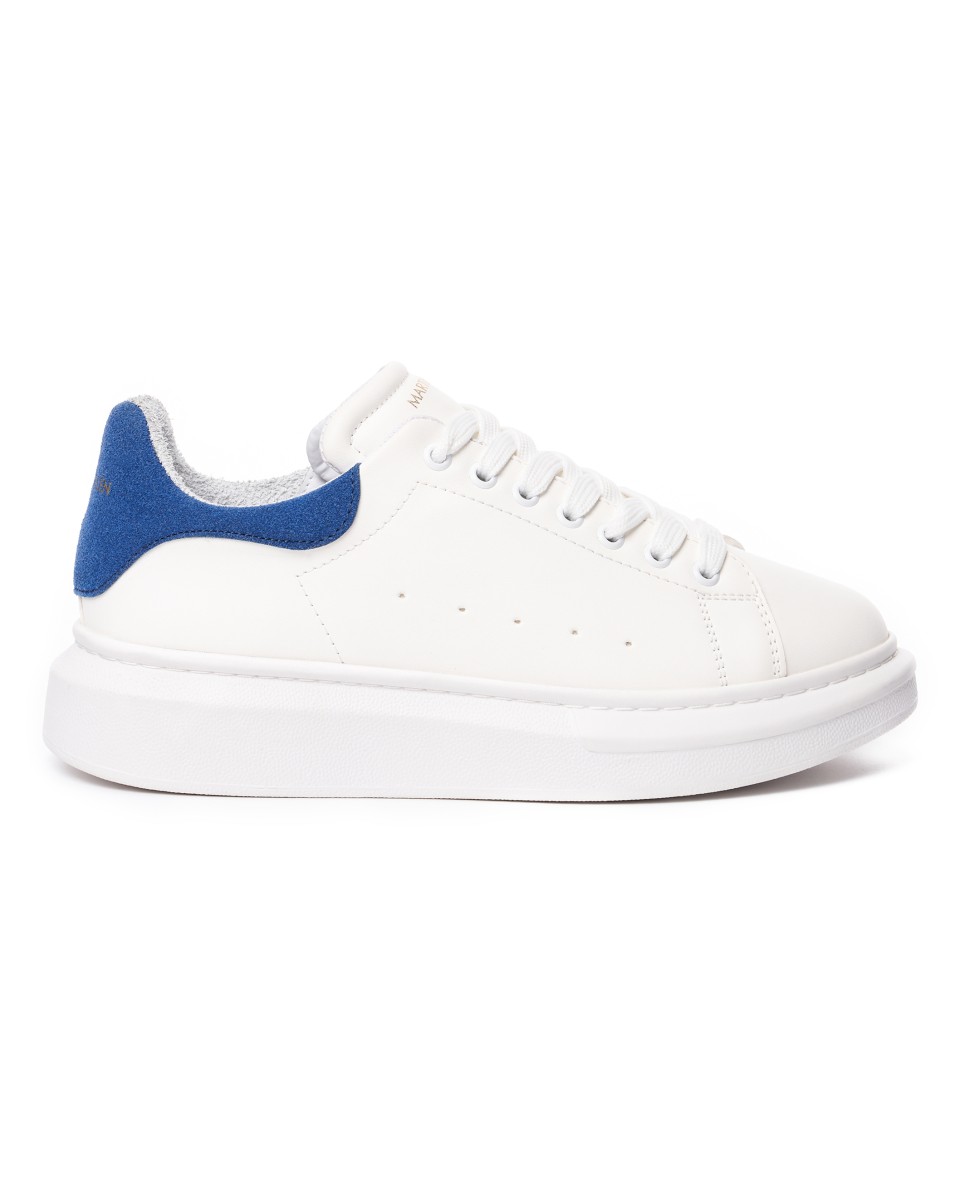 Plateforme Sneakers Basket Blanc-Bleu - Blanc