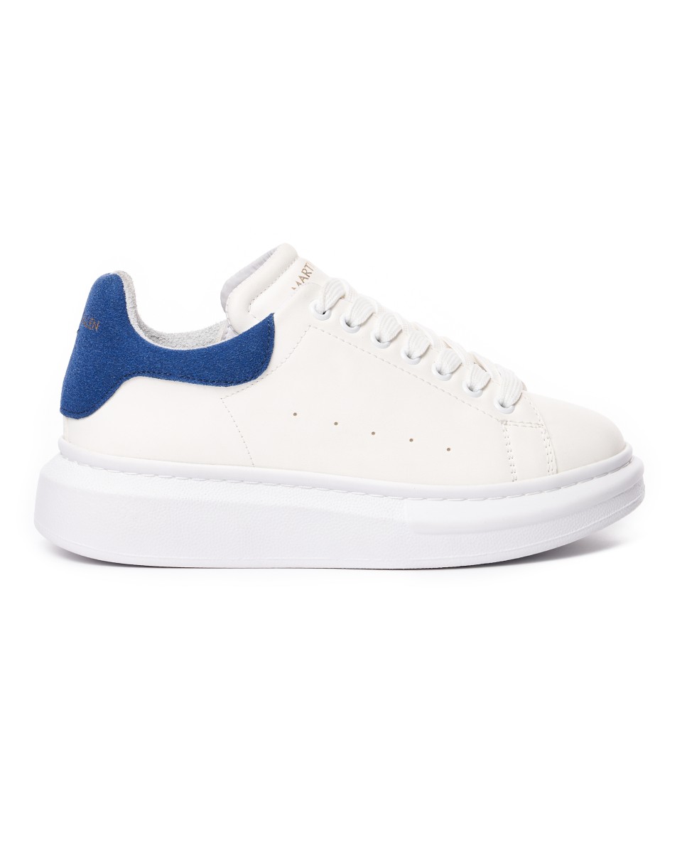 Martin Valen Sneakers da Donna con Suola Alta in Bianco e Blu - Bianco