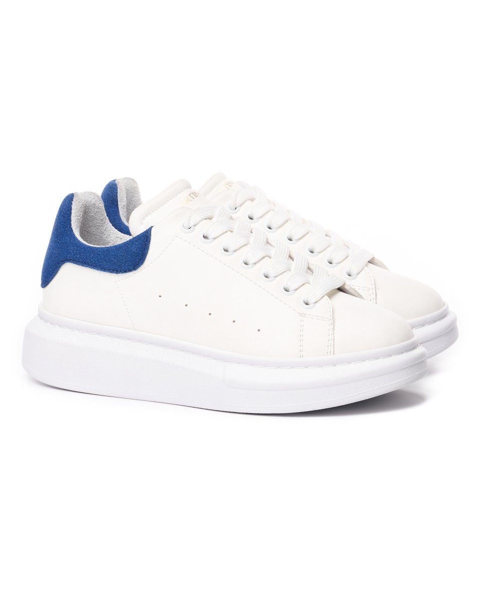 Martin Valen Dames Hoge Zool Sneakers in Wit en Blauw | Martin Valen