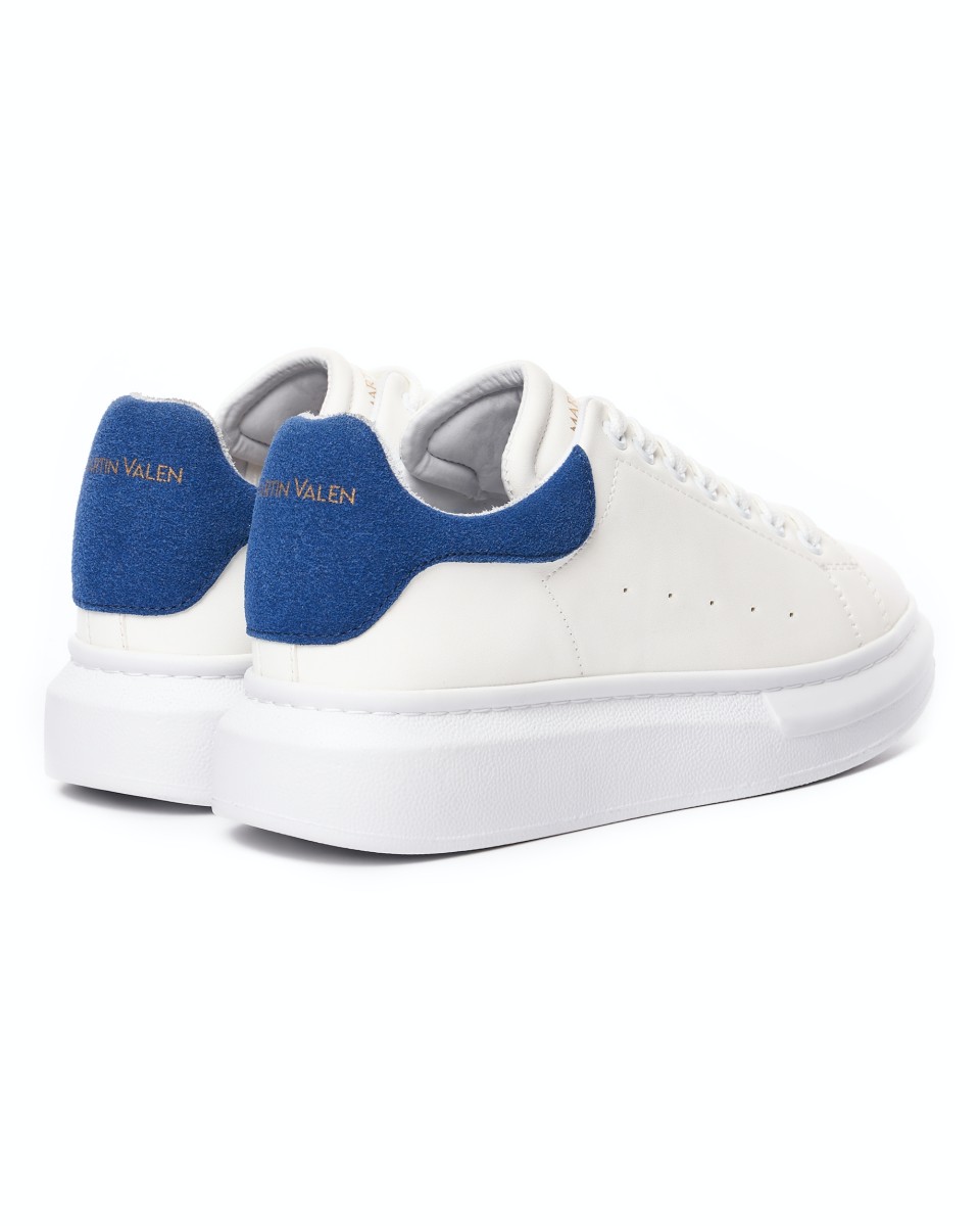 Martin Valen Zapatillas para Mujer de Suela Alta en Blanco y Azul | Martin Valen