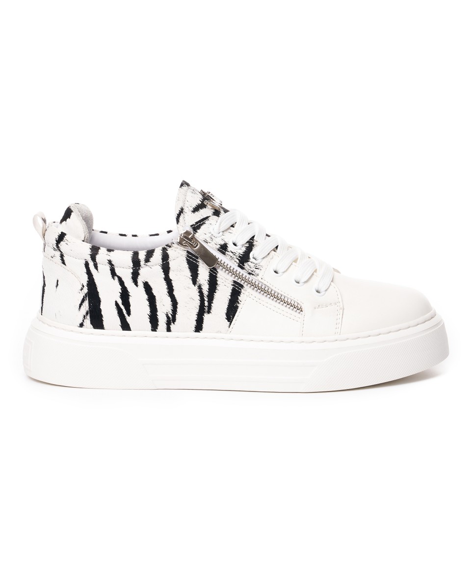Duo-Zipped Custom Sneakers in White - White