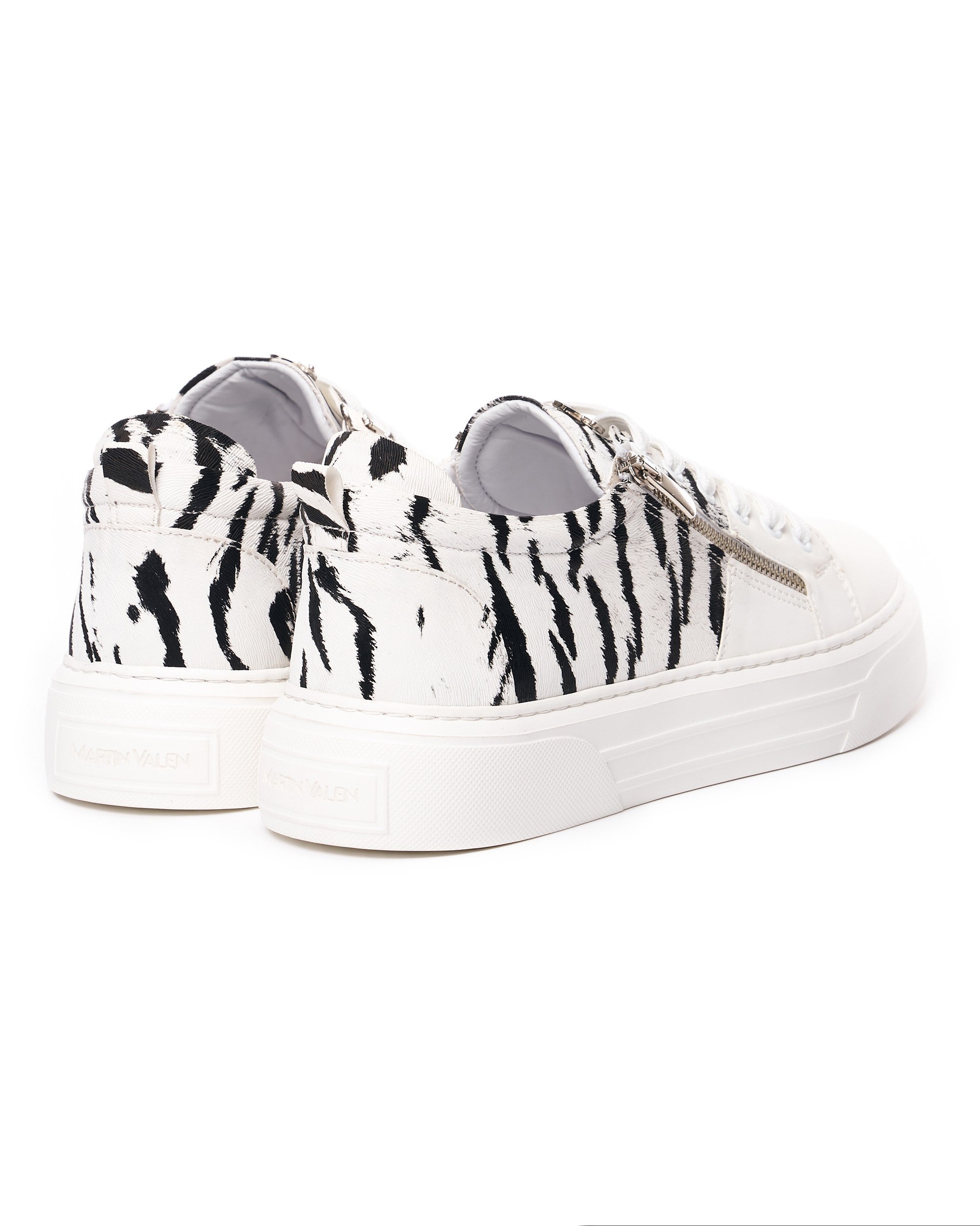 Duo-Zipped Aangepaste Sneakers in Wit | Martin Valen