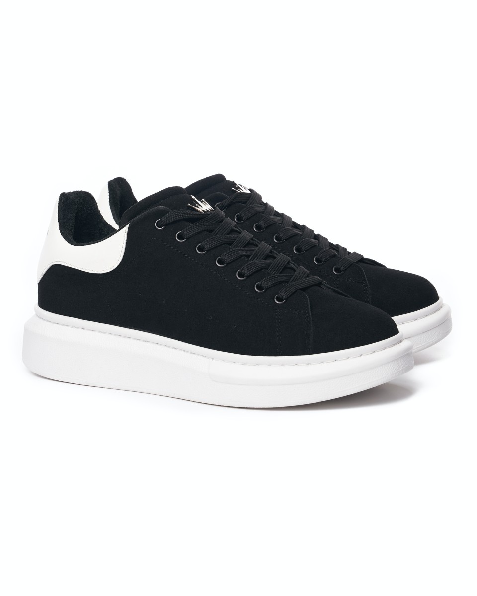 Hype Sole Sneakers in Black Suede-Partial White | Martin Valen